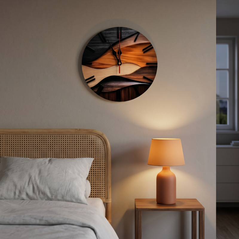 Horloge Murale Effet Bois Design Moderne Silencieuse – Image 3