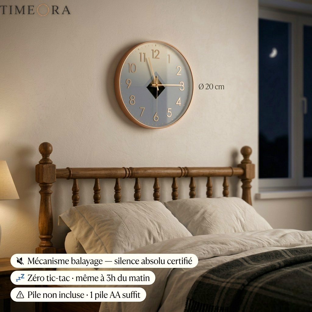 Horloge murale silencieuse à balayage compacte 20 cm – Image 6