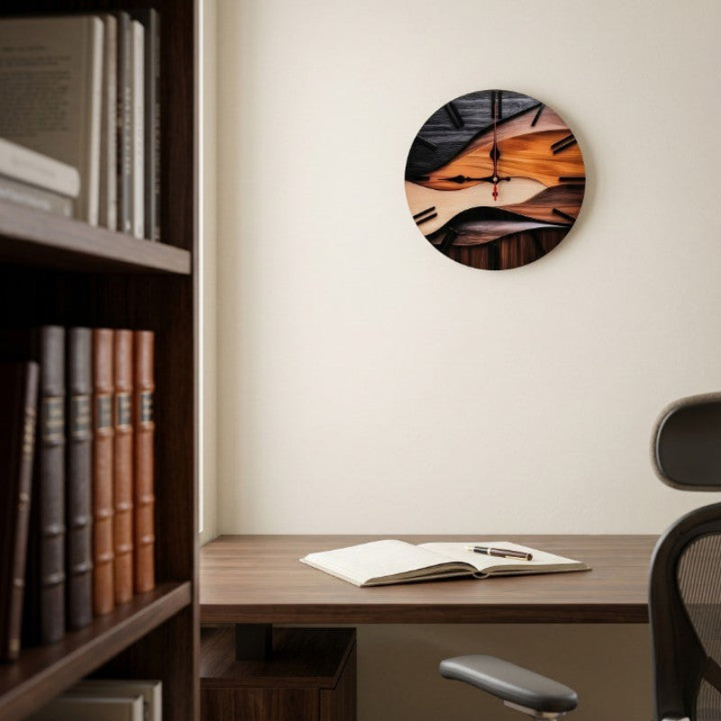 Horloge Murale Effet Bois Design Moderne Silencieuse – Image 7