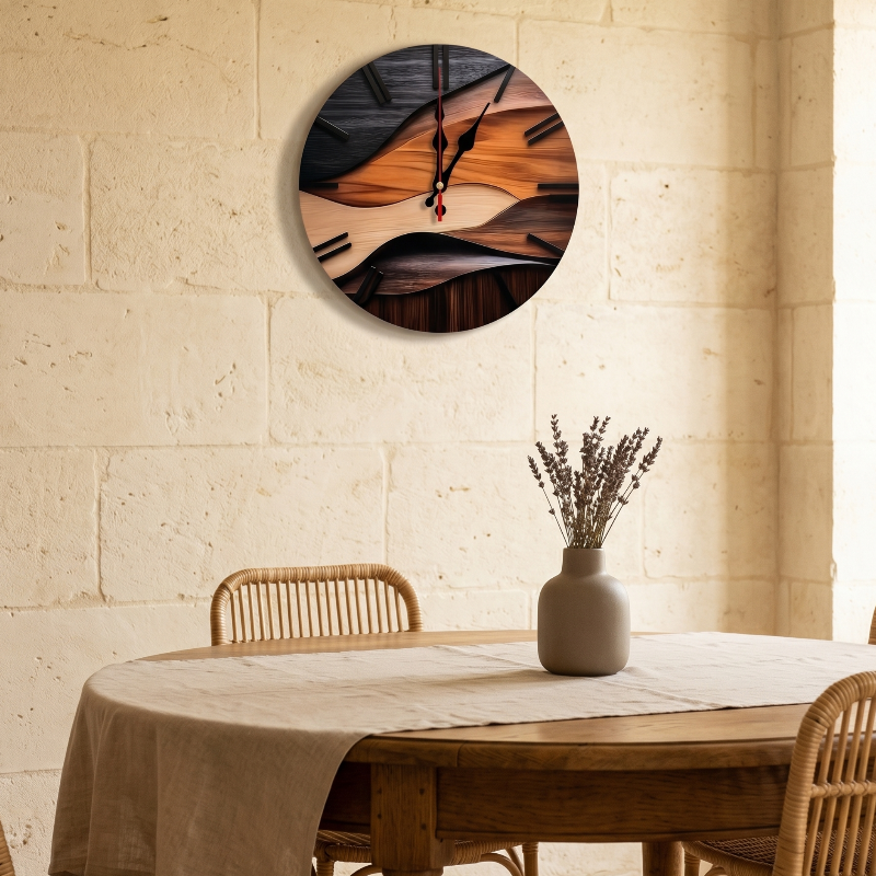 Horloge Murale Effet Bois Design Moderne Silencieuse – Image 8