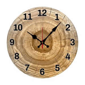 Horloge murale mouvement quartz bois naturel chiffres arabes