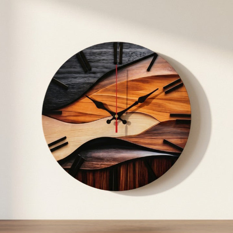 Horloge Murale Effet Bois Design Moderne Silencieuse – Image 5