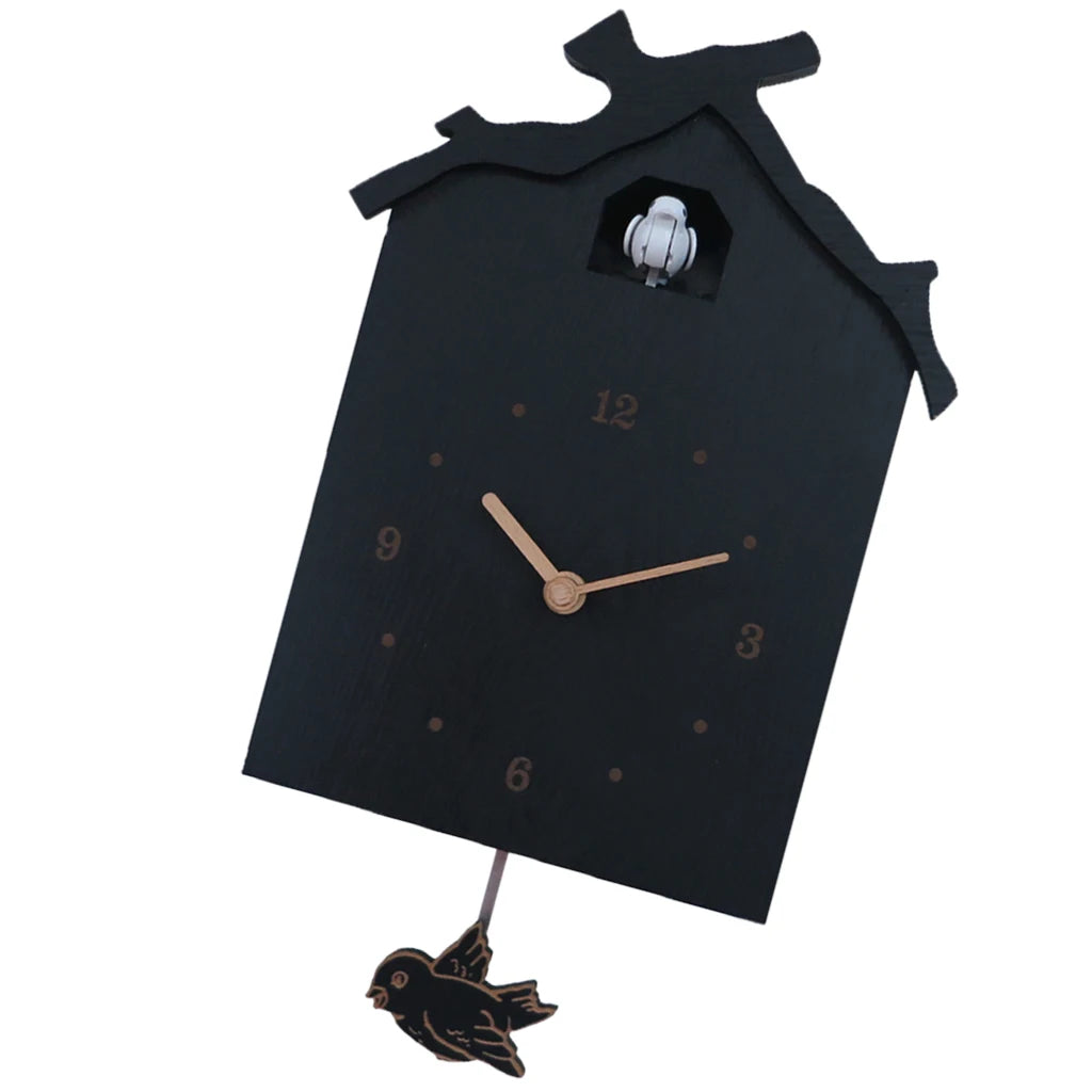 Horloge coucou silencieuse arrêt nocturne design bois – Image 4