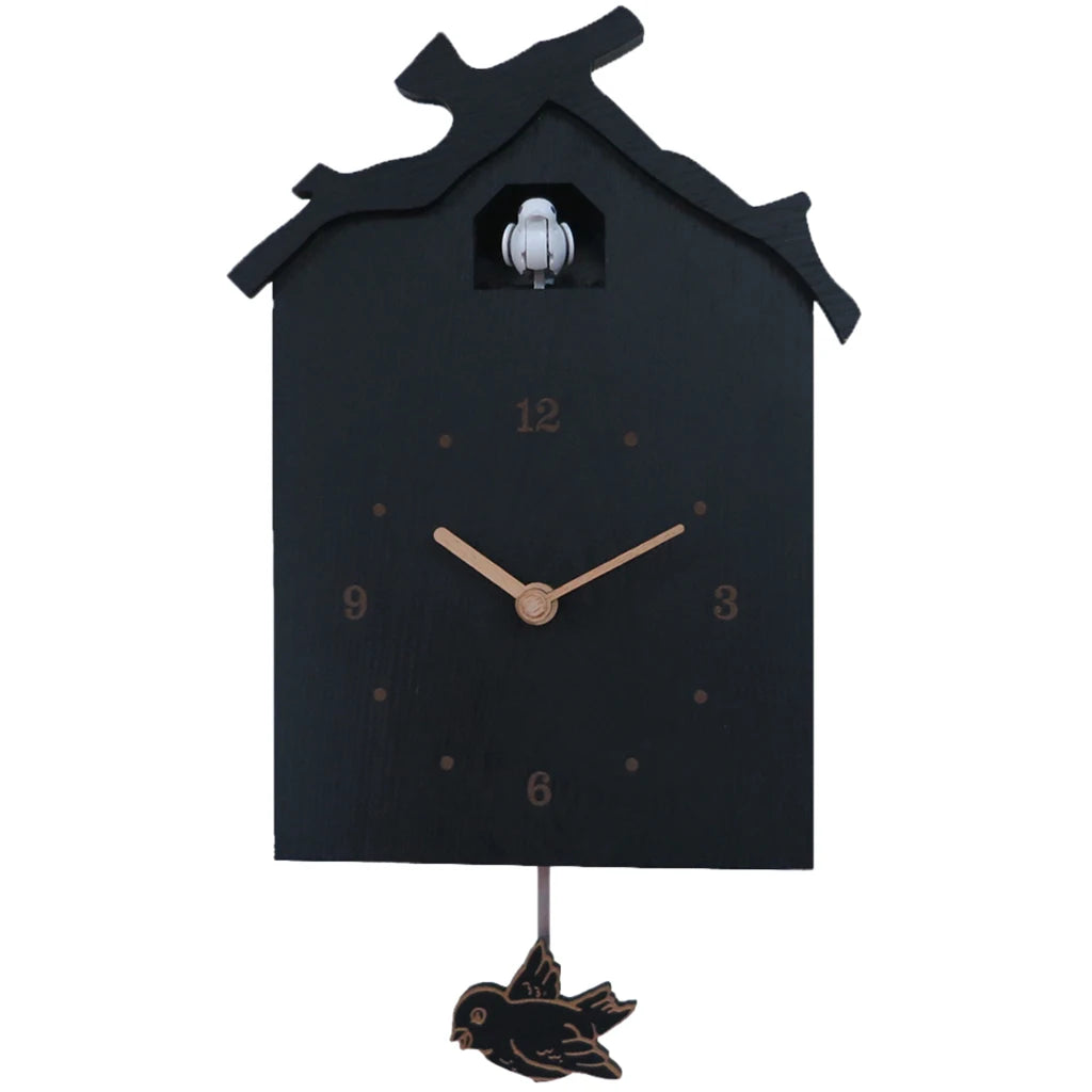 Horloge coucou silencieuse arrêt nocturne design bois – Image 3