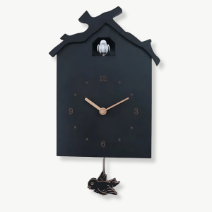 Horloge coucou silencieuse arrêt nocturne design bois