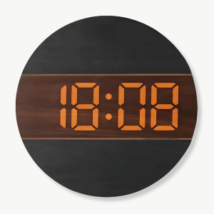 Horloge Murale LED Bois Silencieuse Réveil LUMINOVA