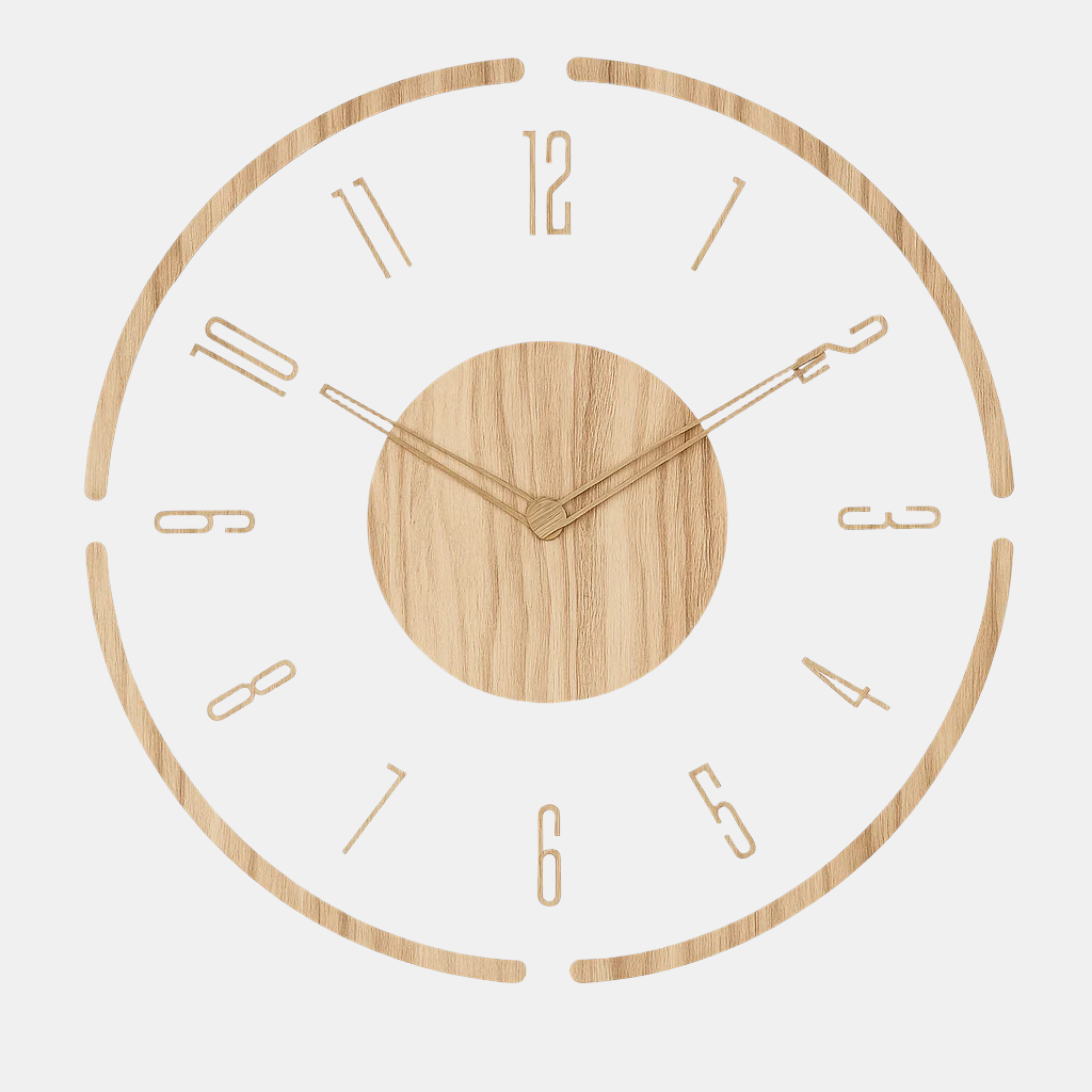 Horloge murale bois naturel design nordique 35 cm