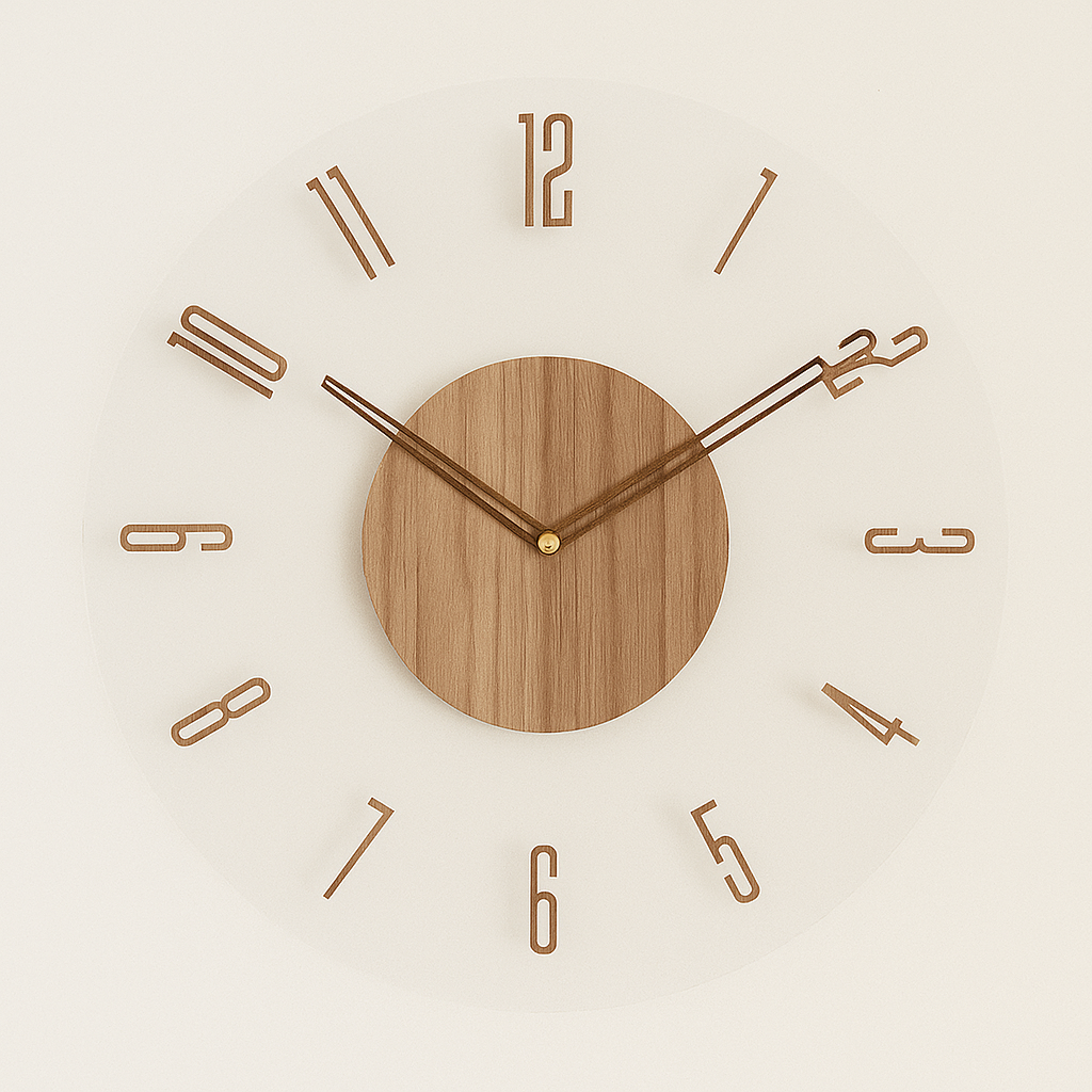 Horloge murale bois naturel design nordique 35 cm – Image 3