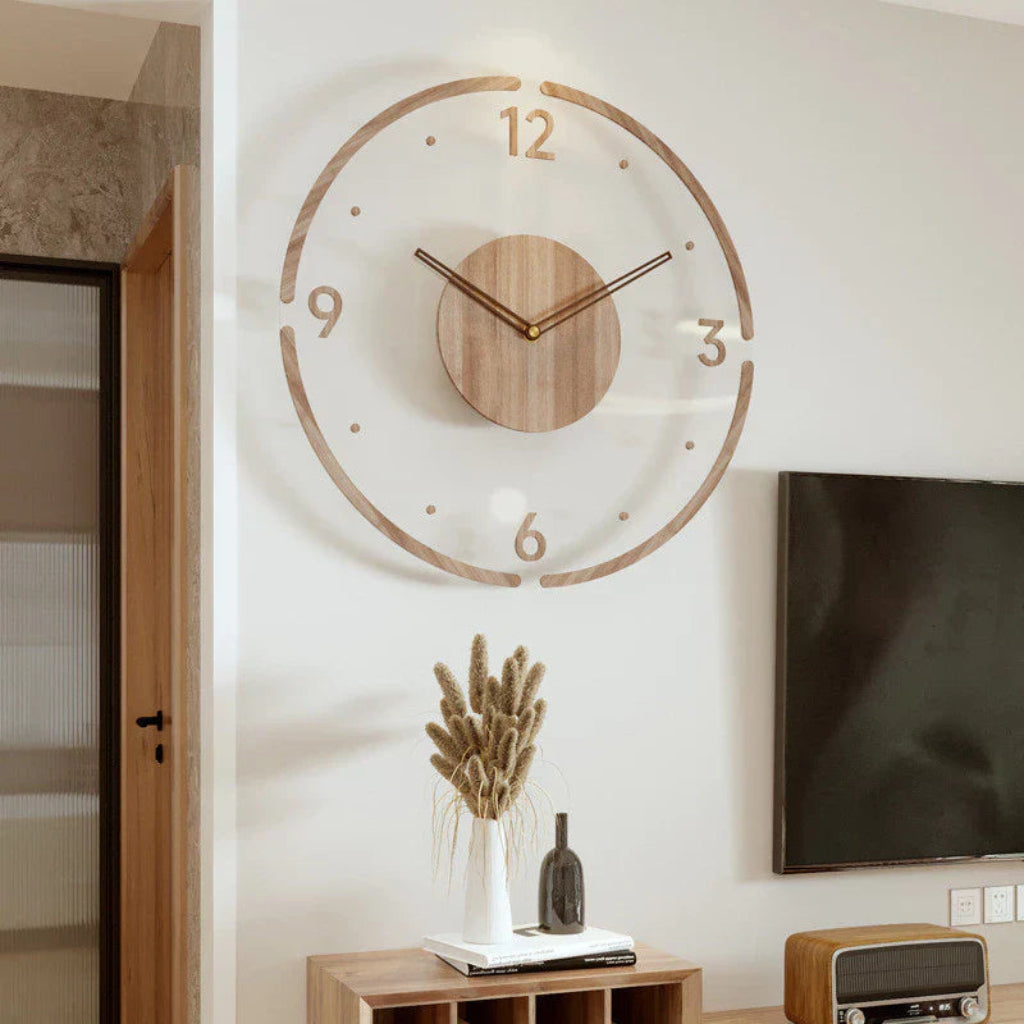 Horloge murale bois naturel design nordique 35 cm – Image 4