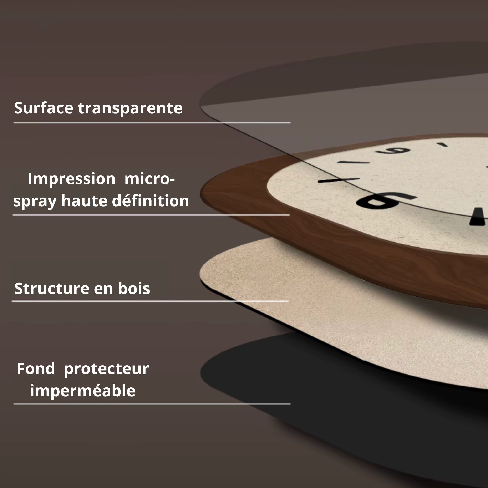 Horloge Murale silencieuse Bambou et Bois 35 cm – Image 4