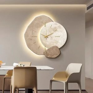 Horloge murale LED design lunaire quartz silencieux