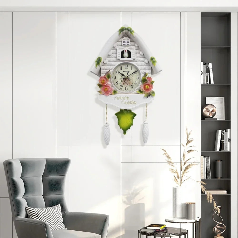 Horloge Coucou Murale Quartz Silencieux Design Nature – Image 3
