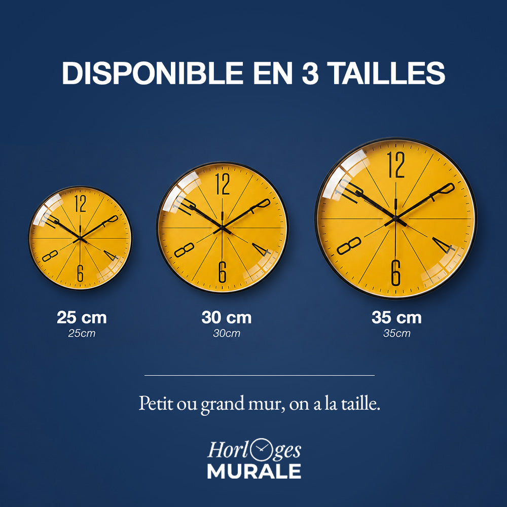 Horloge murale silencieuse cadran jaune mouvement quartz – Image 6