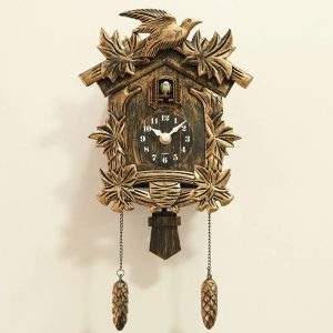 Horloge Murale Coucou Chalet Bois Sculpté