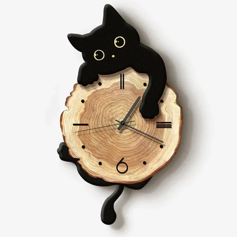 Horloge murale chat design rustique – Image 5