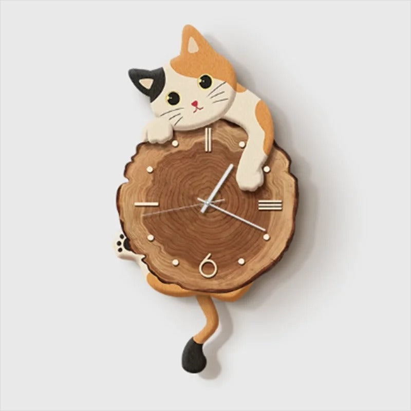 Horloge murale chat design rustique – Image 3