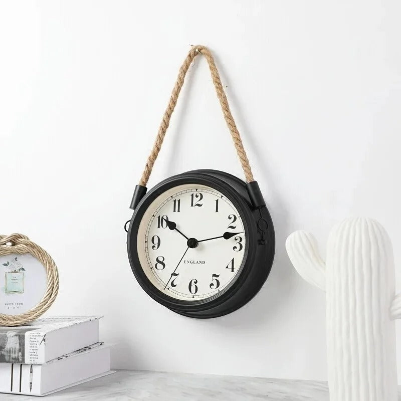 Horloge murale corde style chic rétro – Image 8