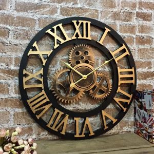 Horloge murale design industriel bois peint