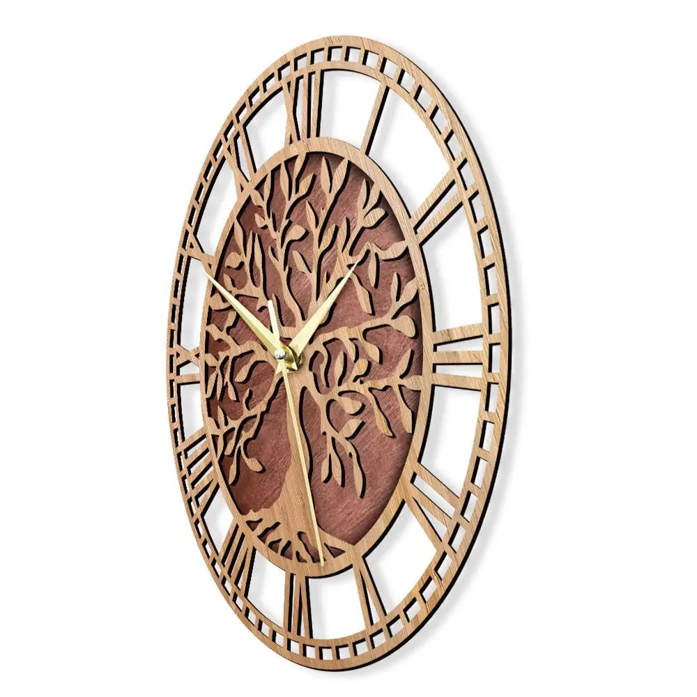 Horloge Murale silencieuse bois naturel Quartz – Image 5