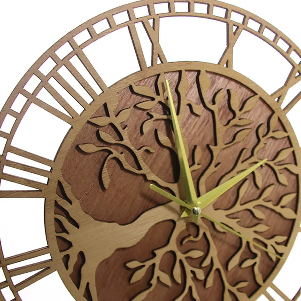 Horloge Murale silencieuse bois naturel Quartz – Image 7
