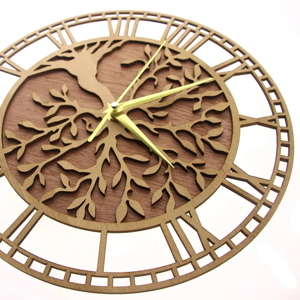 Horloge Murale silencieuse bois naturel Quartz – Image 6
