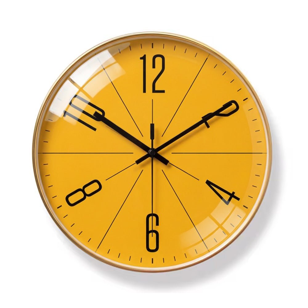 Horloge murale silencieuse cadran jaune mouvement quartz – Image 2