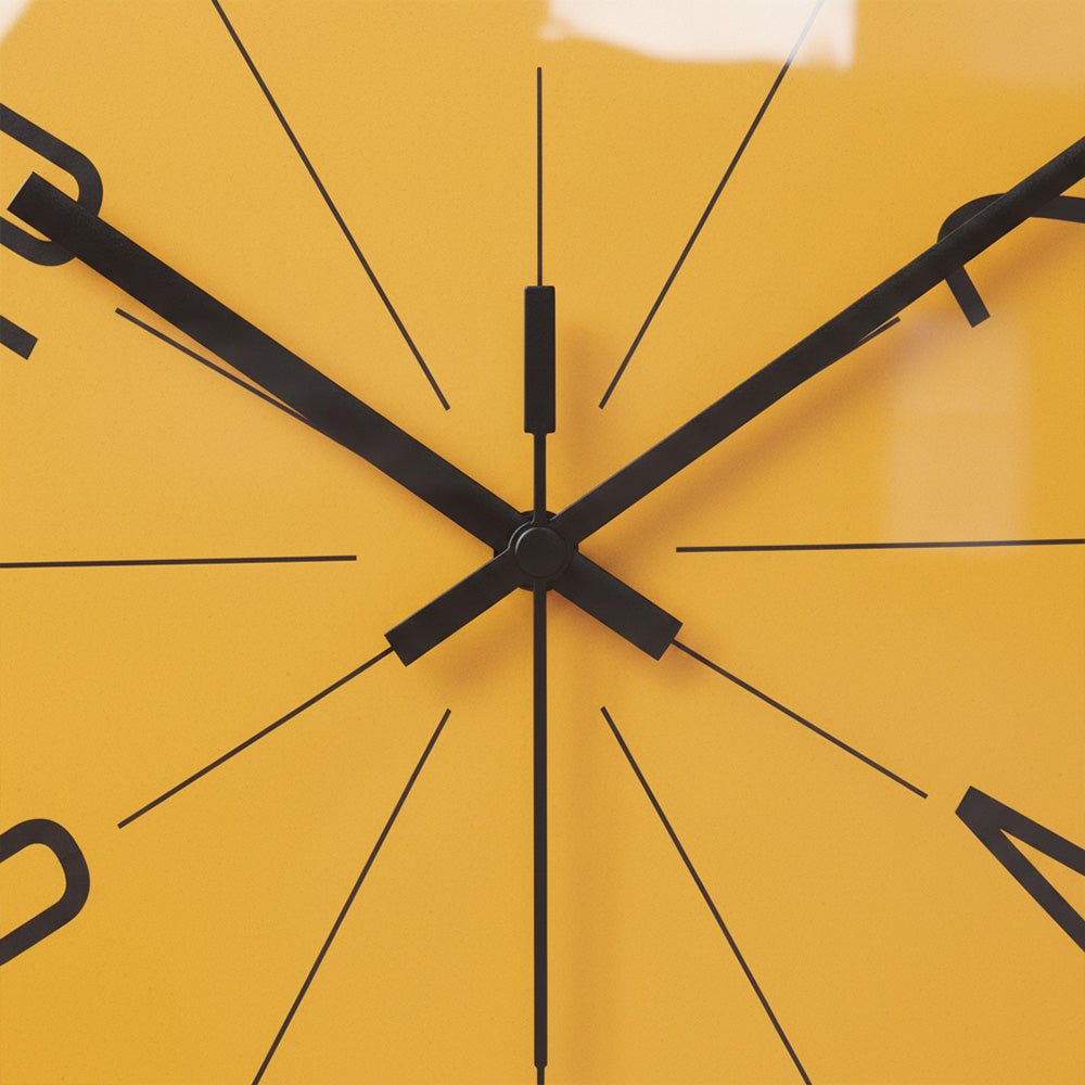 Horloge murale silencieuse cadran jaune mouvement quartz – Image 8