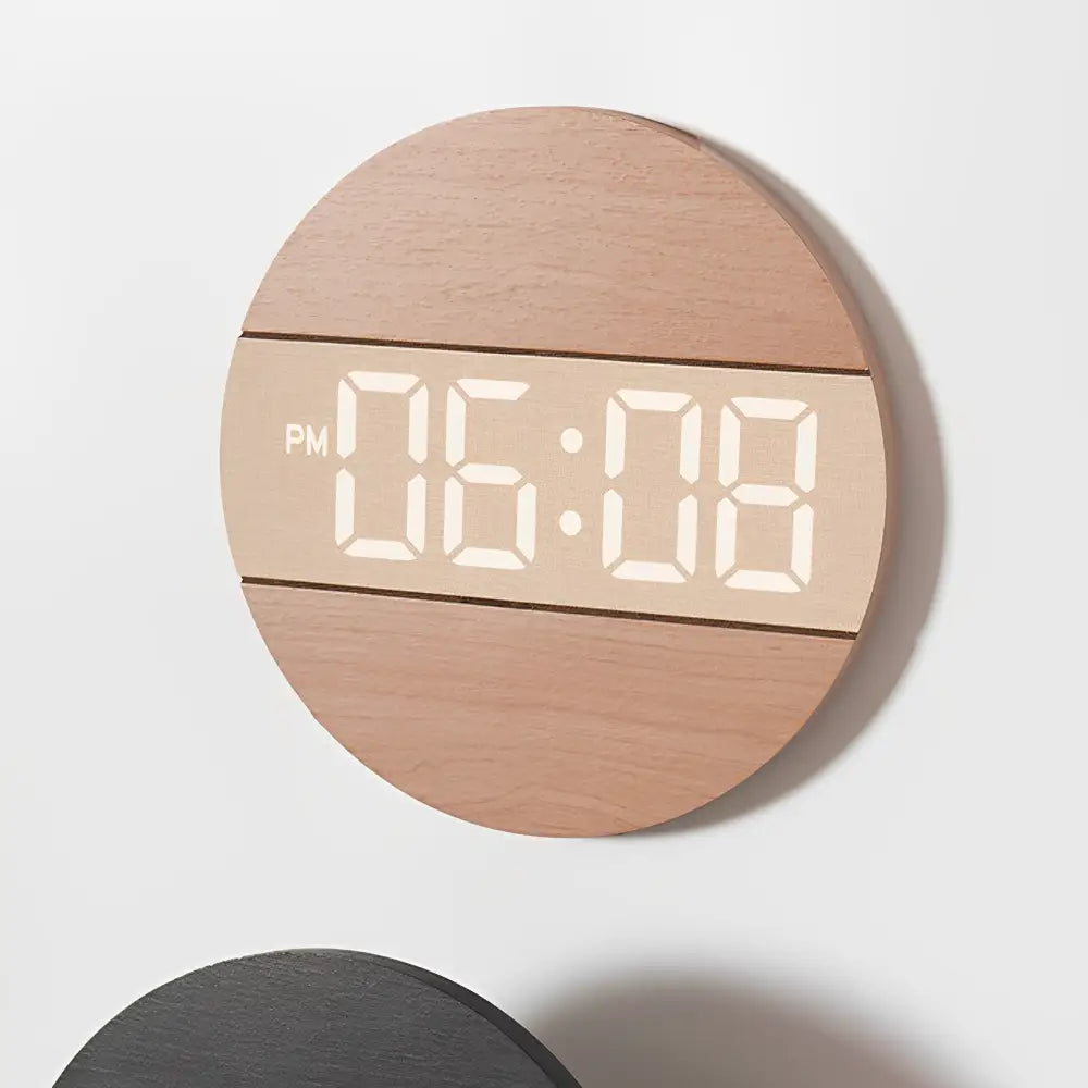 Horloge Murale LED Bois Silencieuse Réveil LUMINOVA – Image 9