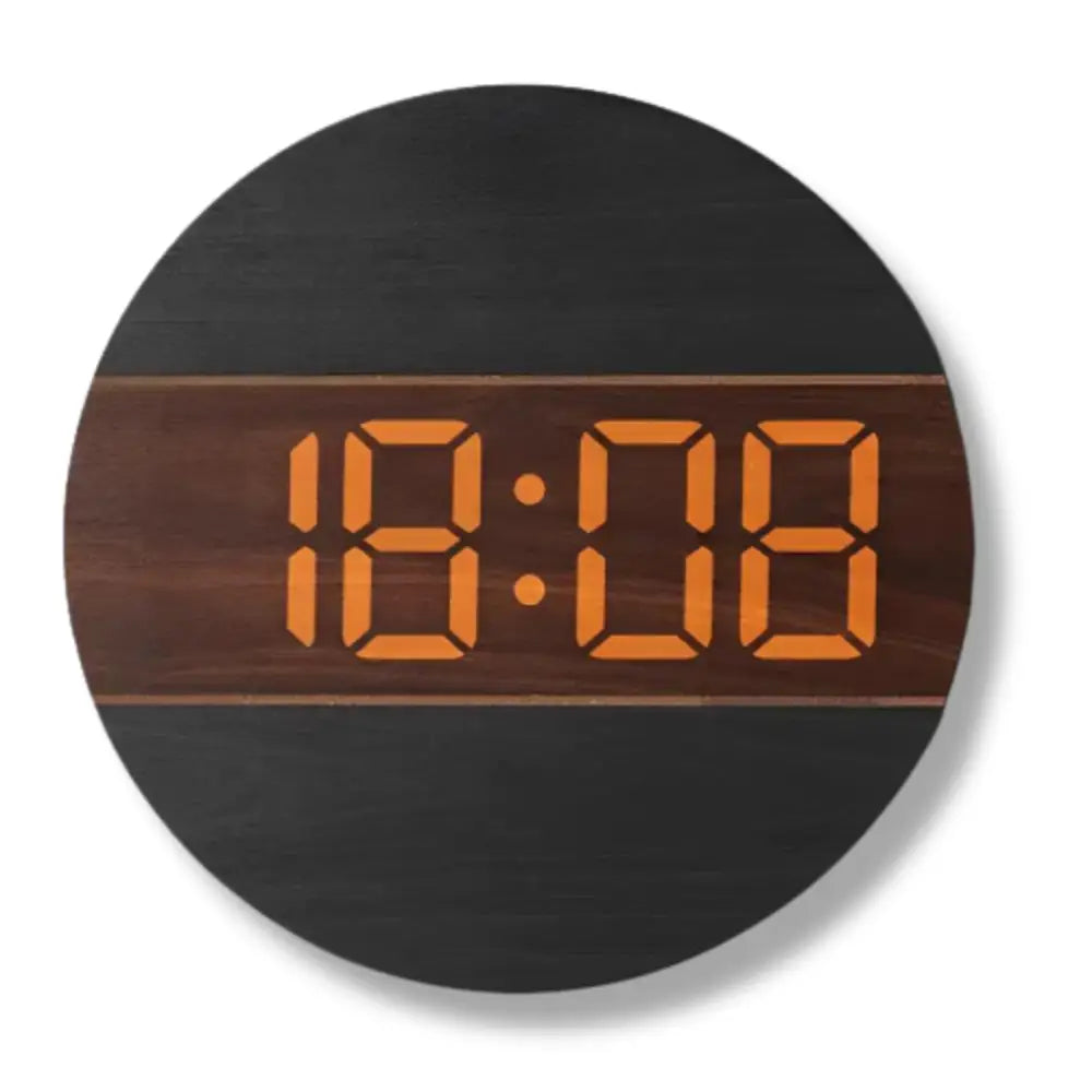 Horloge Murale LED Bois Silencieuse Réveil LUMINOVA – Image 14