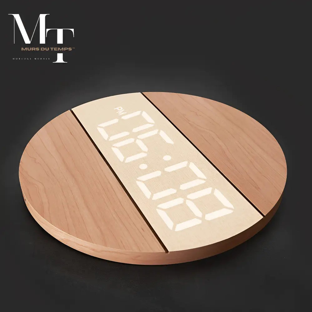 Horloge Murale LED Bois Silencieuse Réveil LUMINOVA – Image 8