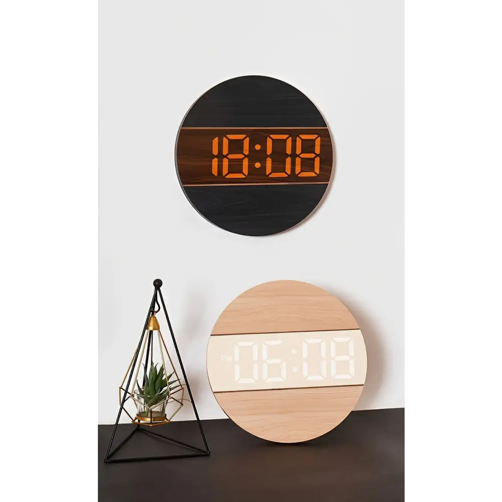 Horloge Murale LED Bois Silencieuse Réveil LUMINOVA – Image 6