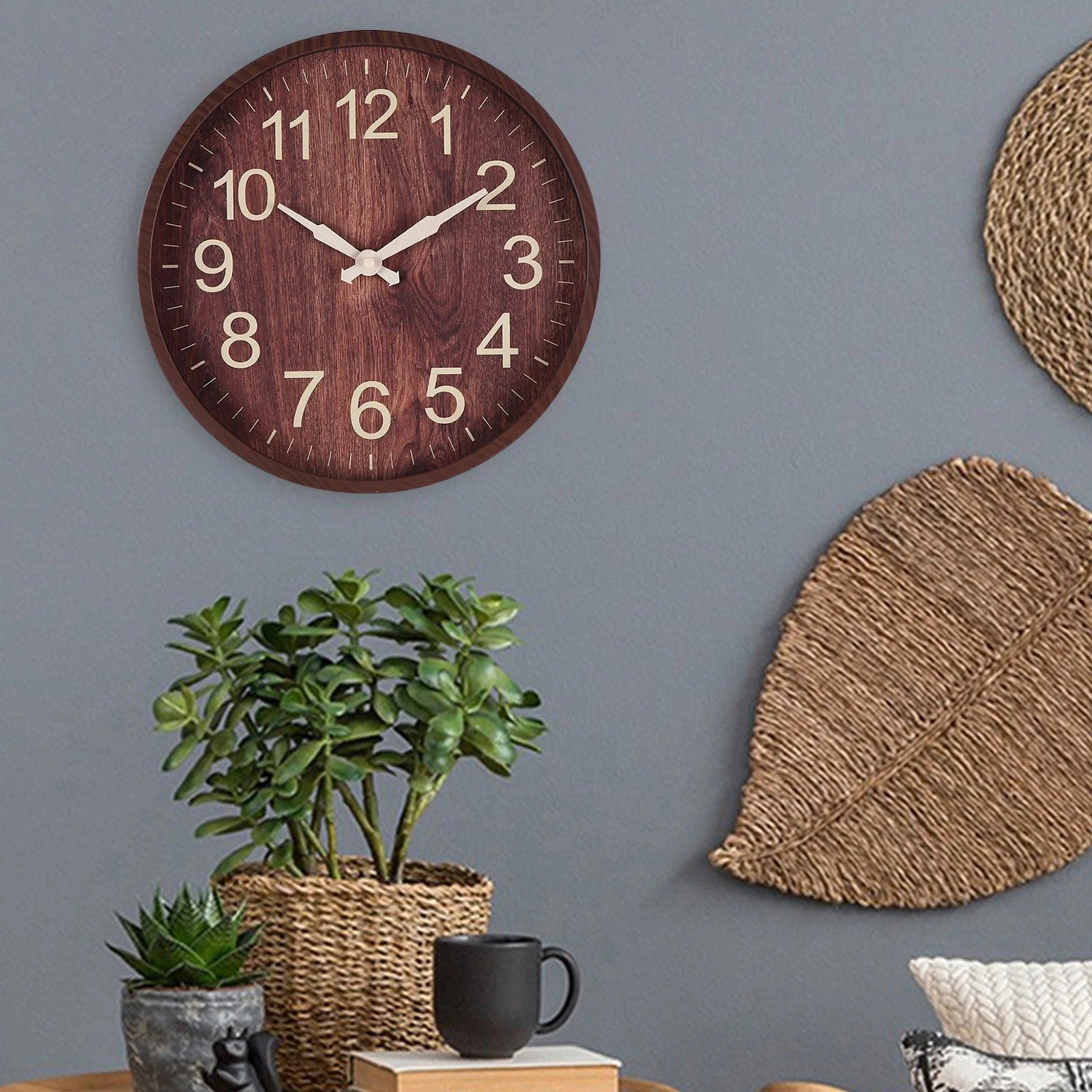 Horloge murale design nordique chiffres creusés – Image 2
