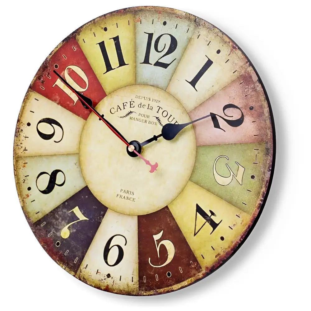 Horloge murale vintage quartz silencieux bois MDF – Image 6