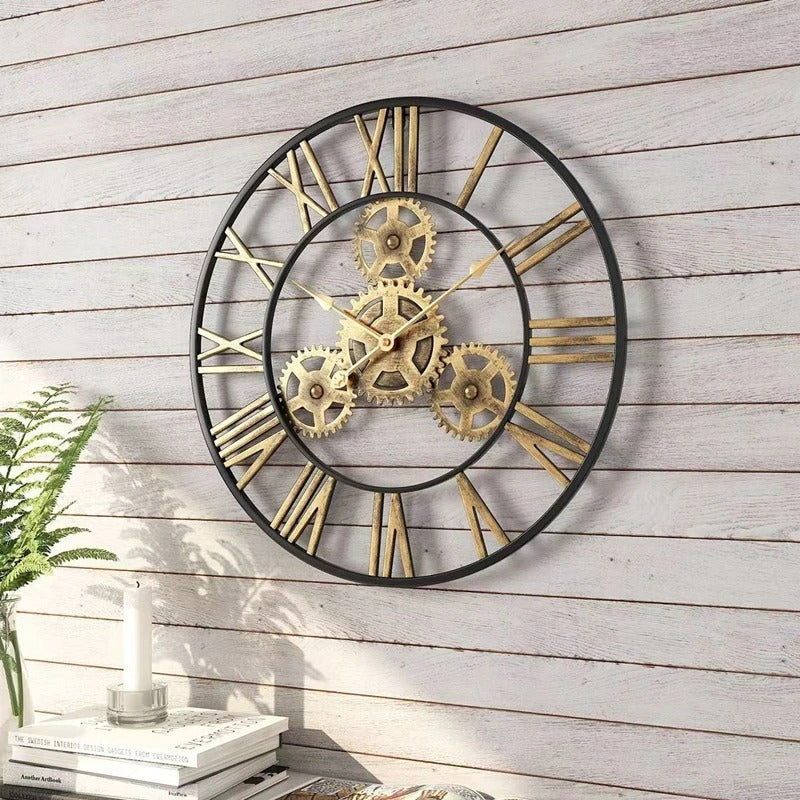 Horloge murale industrielle à mécanisme apparent – Image 2