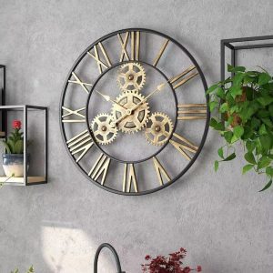 Horloge murale industrielle à mécanisme apparent