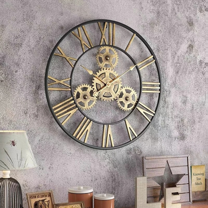 Horloge murale industrielle à mécanisme apparent – Image 3