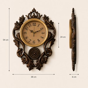 Horloge murale décorative style baroque à pendule