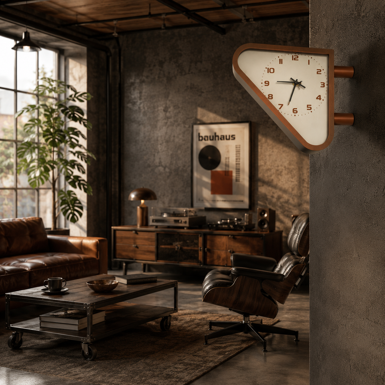 Horloge double cadran triangulaire murale silencieuse – Image 4