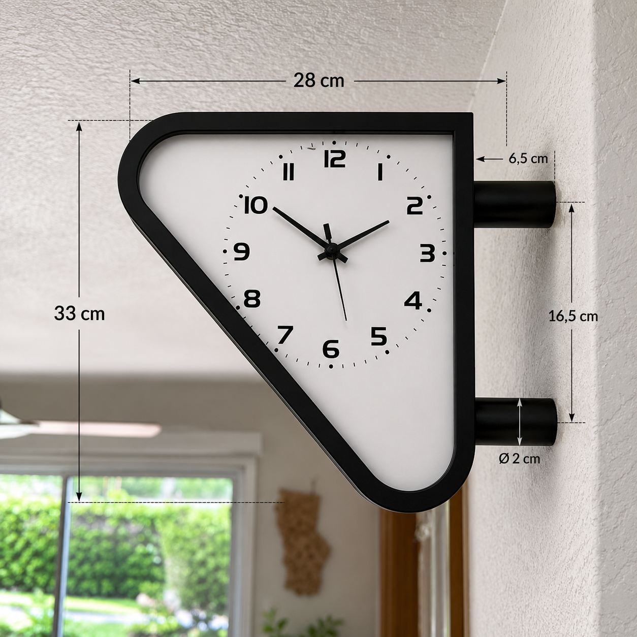 Horloge double cadran triangulaire murale silencieuse – Image 7