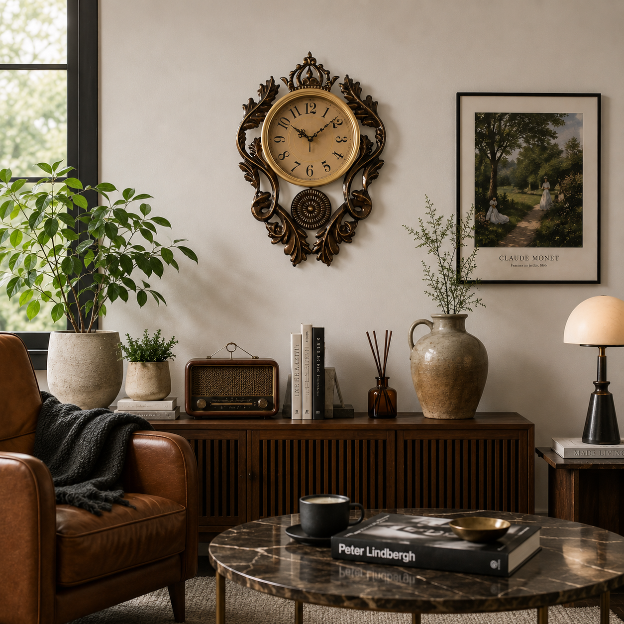 Horloge murale décorative style baroque à pendule – Image 3